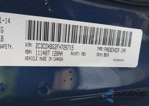 2015 Dodge Charger Se из США, поврежденный, VIN 2C3CDXBG2FH726715